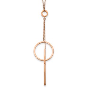 Chisel Stainless Steel Rose IP-plated Circle Dangle on a 16.5" Cable Chain Necklace with a 1.75" Ext. - 1 of 3