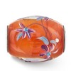Black Bow Jewelry Fenton Orange Floral Glass & Sterling Silver Barrel Bead Charm - 2 of 3