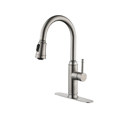 Munora Single Handle High Arc Pull Out Kitchen Faucet with Pull Down Sprayer, Stainless Steel