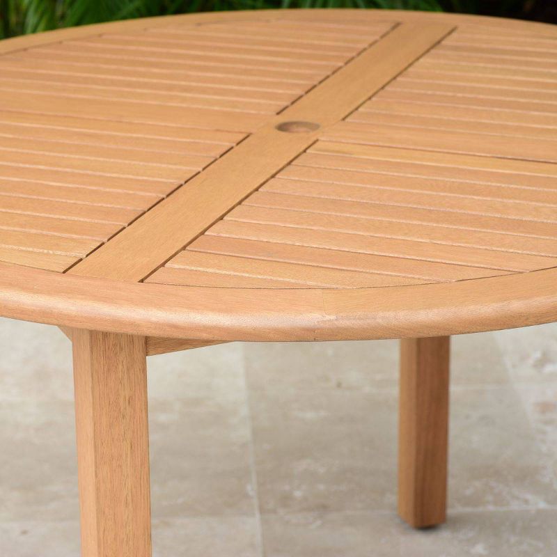 Amazonia Eucalyptus Round PhanThiet Outdoor Patio Dining Table Natural Wood, 3 of 5
