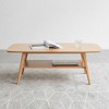 LIVAREEmlen 100% Solid Wood Top Plate Desk Coffee Table Study Desk Work for Home Easy to Assemble Natural Wood with Storage Shelf Natural Writing Desk - 2 of 4