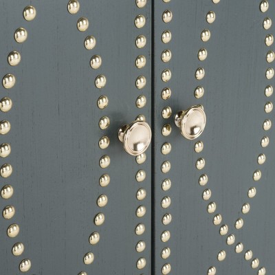 Steel Teal and Gold 2-Door Accent Cabinet with Mirror Panels