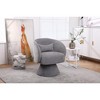 CAVINAS Faux Fur/Linen Upholstered Swivel Accent Chair with Wooden Base,Modern Round Barrel Chair,Armchair for Bedroom,Reading Room - 4 of 4
