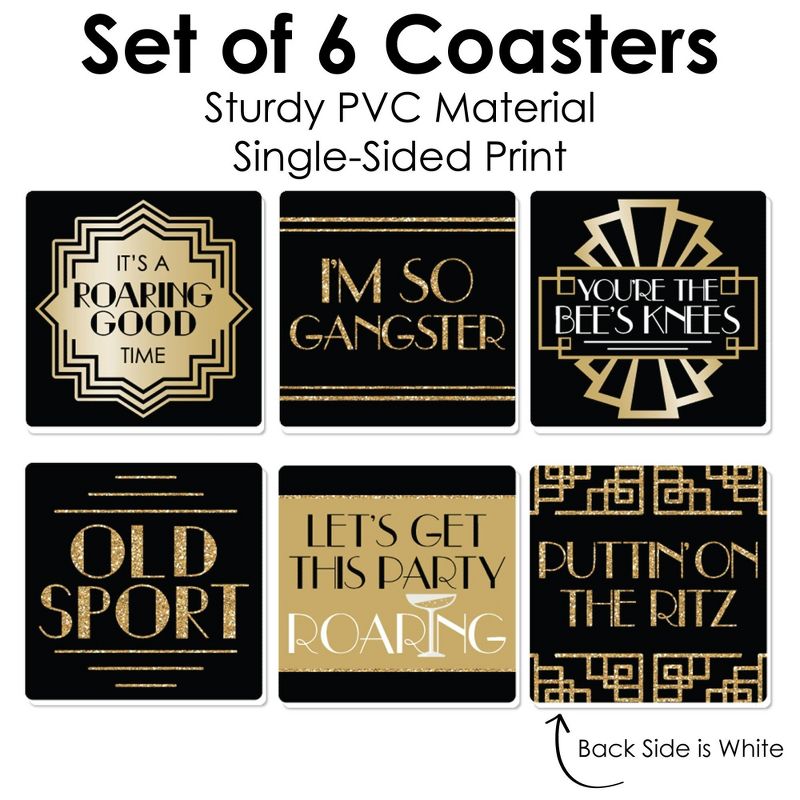 Big Dot of Happiness Roaring 20's - Funny 1920s Art Deco Jazz Party Decorations - Drink Coasters - Set of 6, 5 of 9