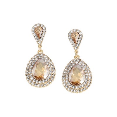 SOHI Women's Gold Dazzling Drop Earrings