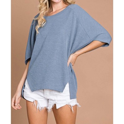 Women's Oversized Front Slit Batwing Top - Heyson