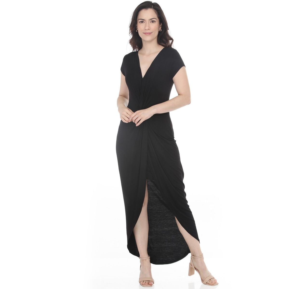 Women's Twist Front High Low Skirt Built in Skirt Maxi Dress -White Mark - thumbnail 5