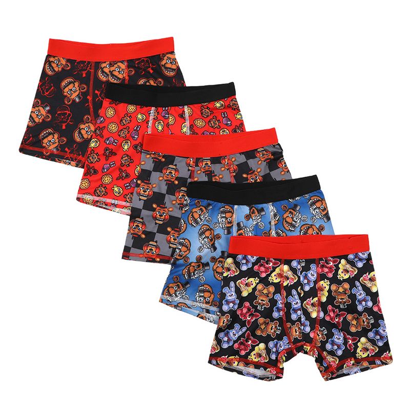 Five Nights at Freddys Horror Video Game Youth Boys Underwear 5pk Boys Boxer Briefs Set, 1 of 6