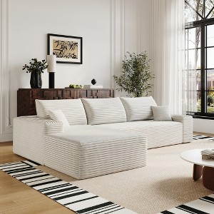 Whisen Convertible Sleeper Sofa Bed, Plush Corduroy Fabric, Back Support with Pillow - 1 of 4