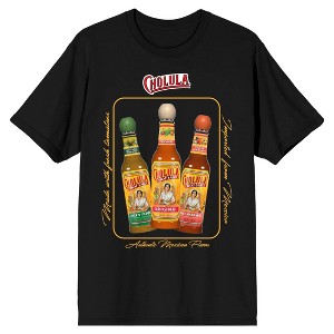 Cholula Hot Sauce Trio Adult Black Crew Neck Short Sleeve T-shirt - 1 of 4