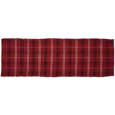 Park Designs Farmhouse Red Plaid Chindi Rag Rug Runner 2 ft x 6 ft