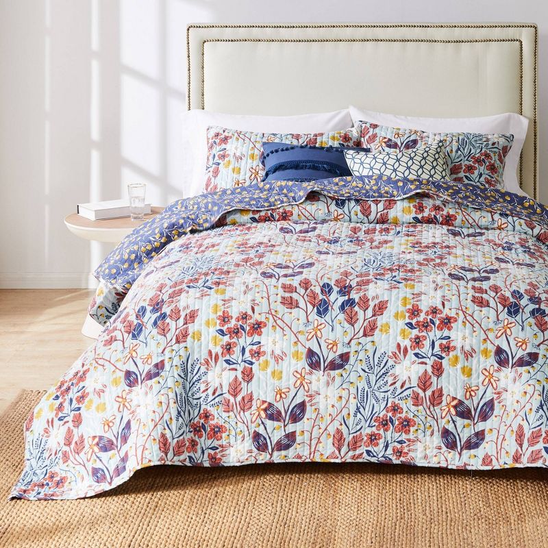 Greenland Home Fashions Perry Quilt Set Assorted Blues/Red, 3 of 7