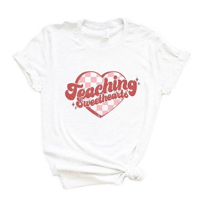 Simply Sage Market Women's Teaching Sweethearts Checkered Hearts Short Sleeve Graphic Tee - 1 of 4