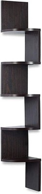 5 Tier Wood Corner Floating Shelf Wall Mount Unit In Color Espresso ...