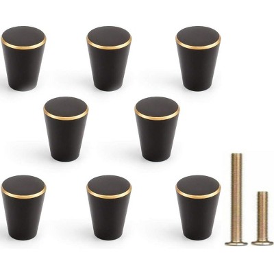 attop 8Pcs 0.79"x0.98" Solid Brass Dresser Drawer Knobs and Pulls Black Cabinet Pulls Furniture