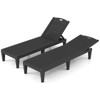 Costway Chaise Lounge Chairs Set of 2 with 5-Position Adjustable Backrests Easy Assembly Black/White/Brown - 2 of 4