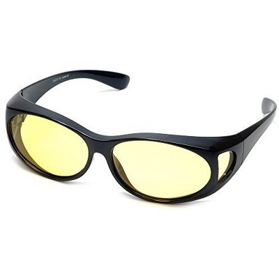 Polarized Wear-Over Sunglasses by Calabria P2866 in Black & Blue Mirror
