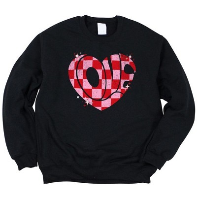 Simply Sage Market Women's Graphic Sweatshirt Love Checkered Puzzle Heart