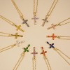 Cross Necklace for Women, 14K Gold Plated Birthstone Necklaces Cubic Zirconia Cross Pendant Necklace Dainty Gold Jewelry Gifts - 3 of 4