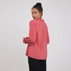 Women's Ruched Neck Raglan Long Sleeve Button Closure Blouse - A New Day™ - 2 of 4