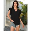Women Tops for Summer Fashion Trendy Cap Sleeve V Neck Swiss Dot Chiffon Blouse Flowy Loose Fitting Teen T-Shirt - 4 of 4
