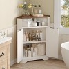 Corner Cabinet, Corner Storage Cabinet with Open Storage, 2 Doors & Adjustable Shelf - 3 of 4