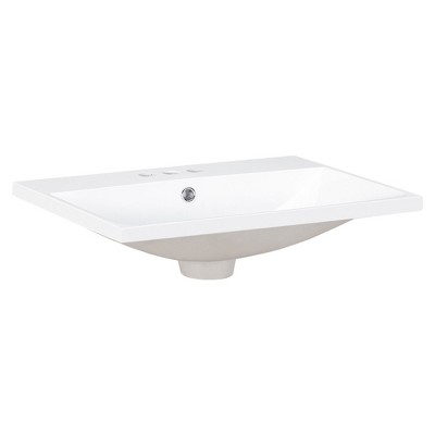 Vynxaria 24"L x 18"W Ceramic Bathroom Sink Vanity Top 4" Centerset 3-Hole White