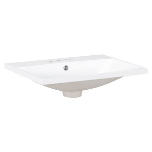 Vynxaria 24"L x 18"W Ceramic Bathroom Sink Vanity Top 4" Centerset 3-Hole White - 1 of 4