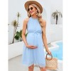 Clearlove Maternity Halter Neck Dress Summer Casual Sleeveless High Waisted Flowy Pregnancy Dresses - 2 of 4