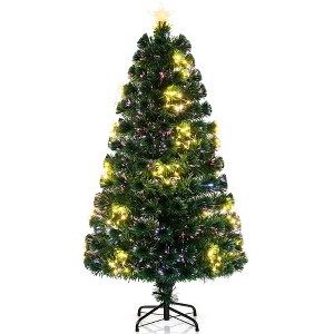 Tangkula 4/5/6/7 FT Artificial Xmas Tree w/ 270 Branch Tips 509 Warm White LED Lights - 1 of 4