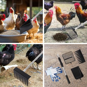 3-In-1 Chicken Coop Cleaner Tool with Adjustable Handle (18-35") - Heavy Duty Scoop, Rake & Shovel for Sand, Litter & Poultry Waste - 1 of 4