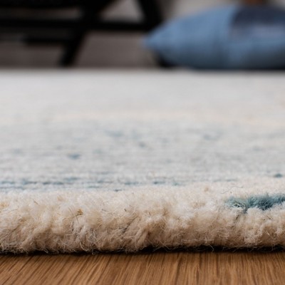 Turquoise Geometric Hand-Tufted Wool 4' x 6' Area Rug