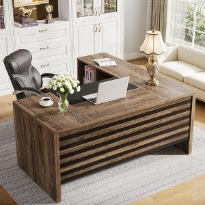 MAYEERTY Executive Desk 66.2 L Shaped Computer Desk with Mobile File Cabinet - 1 of 4