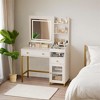 Vanity Desk with Mirror and LED Lights, Vanity Table, Makeup Dressing Table with Power Outlet, 2 Drawers, Storage Shelves for Bedroom - 3 of 4