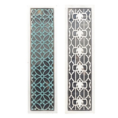 Set of 2 Glam Wood Wall Decors White - Olivia & May