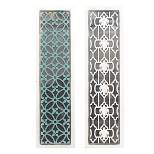 Wood Geometric Intricately Carved Wall Decor with Mirror Set of 2 White - Olivia & May