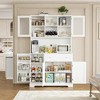 White- Kitchen Pantry Storage Cabinet,Freestanding Farmhouse Cabinet Coffee Bar Cabinet With 14 Shelves And Drawer, Kitchen Hutch Storage Cabinet, K - 2 of 4