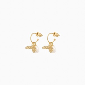 Bearfruit Jewelry Sterling Silver 18K Gold Plated Bee Pearl Earrings - 1 of 3