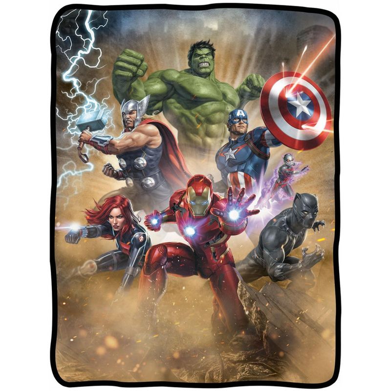 Marvel Avengers Defenders of Earth Blanket 46" X 60" Flannel Fleece Throw Multicoloured, 1 of 5