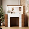 Gulches 44.4" Brown and White Vanity Tables with Large Lighted Mirror and Charging Station - 3 of 4