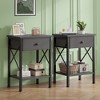 VECELO Modern X-Design Nightstand, End/Side Table with Fabric Drawer & Open Storage Shelves for Bedroom or Living Room - 3 of 4