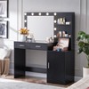 Vanity Desk with Mirror and Lights, Dressing Table with 2 Open Shelves, 2 Drawers, 1 Makeup Stool 10pcs Lighting Bulbs for Dressing Room - 2 of 4
