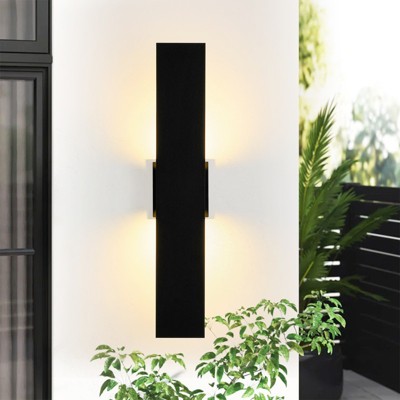 Rennnsan Ulvian 23"W Hardwired Rectangle Glass Industrial LED Dimmable Outdoor Wall Sconce in Black