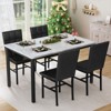 Hooseng Modern Kitchen 5 Piece Dining Table Set for 4, Dining Table Set For 4 With 4 Upholstered Velvet Chairs, 5-Piece Faux Marble Dining Set - 4 of 4