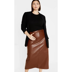 Women's Plus Size Faux Leather Ivy Skirt - nougat | CITY CHIC - 1 of 4