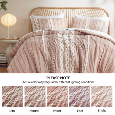 Blush Cotton Geometric King/Cal King Duvet Cover Set