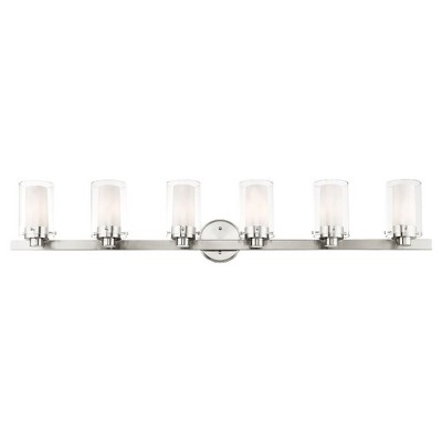 Brushed Nickel 6-Light Modern Bathroom Vanity Fixture