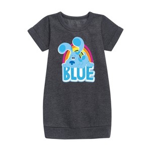 - Blue's Clues & You! - Blue Graphic Short Sleeve Fleece Dress - 1 of 3