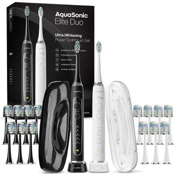 AquaSonic Elite Duo Ultra-Whitening Electric Toothbrush Set - Black & White
