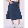 Agnes Orinda Women's Plus Size Vintage High Waist with Pocket Casual A-Line Midi Denim Jean Skirts - 2 of 4